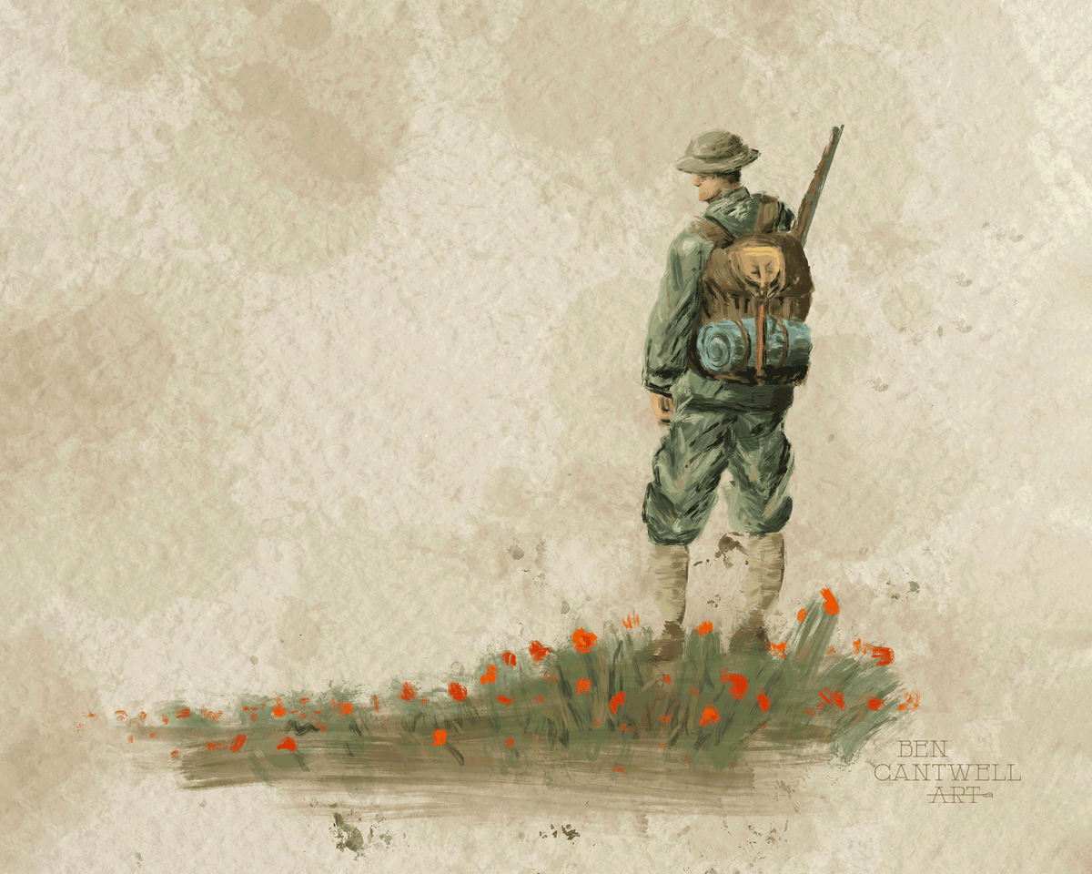 ww1 soldier in poppies