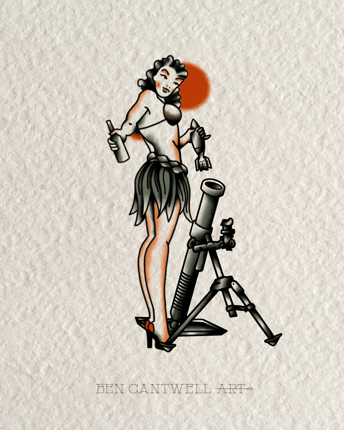 WW2 Pin-Up Girl - Mortar