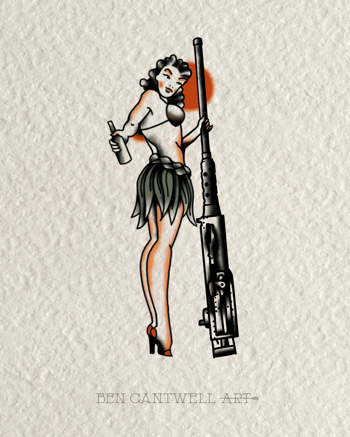 WW2 Pin-Up Girl - M2 .50 cal Machine Gun