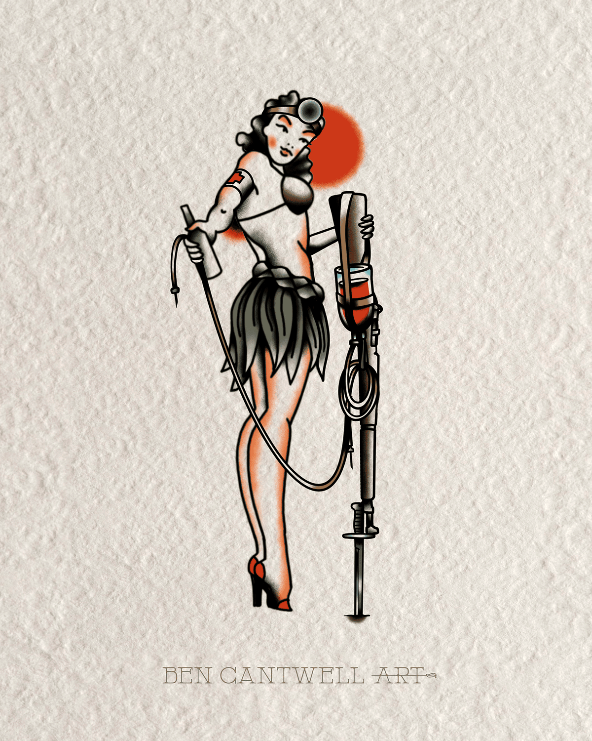 WW2 Pin-Up Girl - Medical Armband and Blood Bag