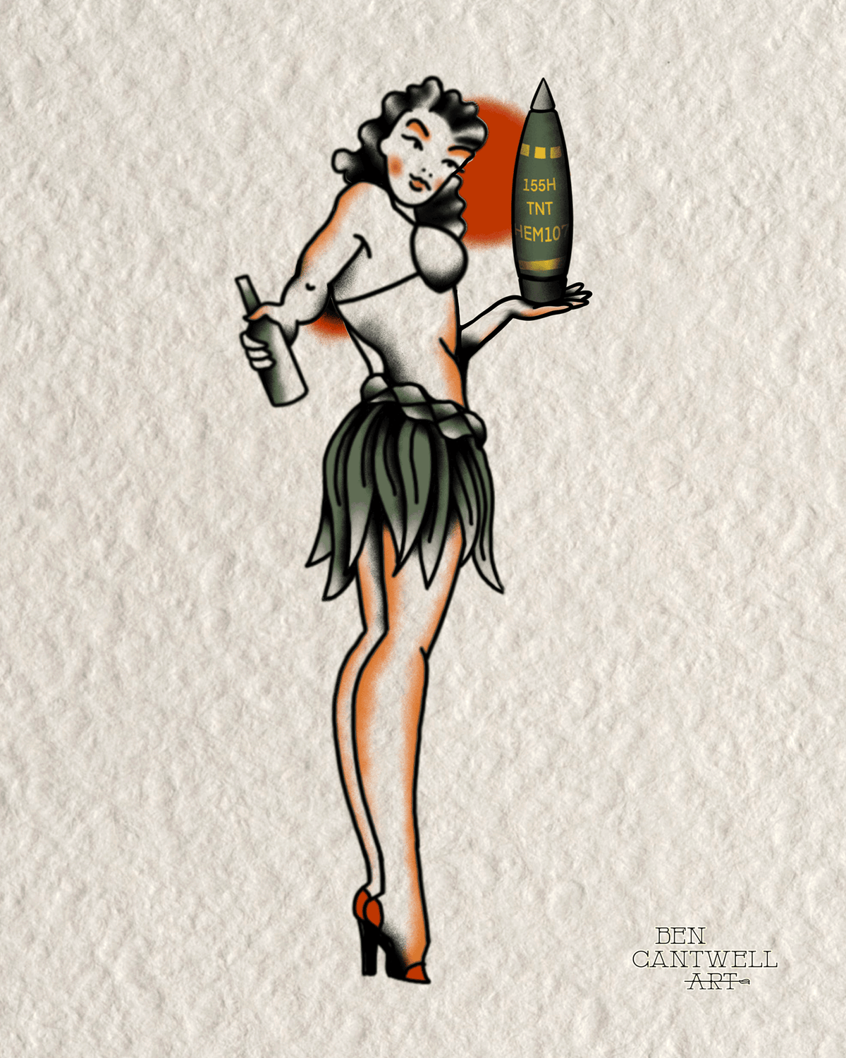 WW2 PIN-UP GIRL- Artillery shell