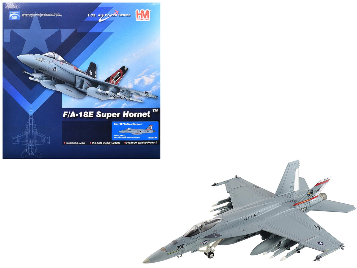 Boeing F/A-18E Super Hornet Fighter Aircraft "168910 Golden Warriors VFA-87 Operation Inherent Resolve" (2017) United States Navy "Air Power Series" 1/72 Diecast Model by Hobby Master free shipping USA