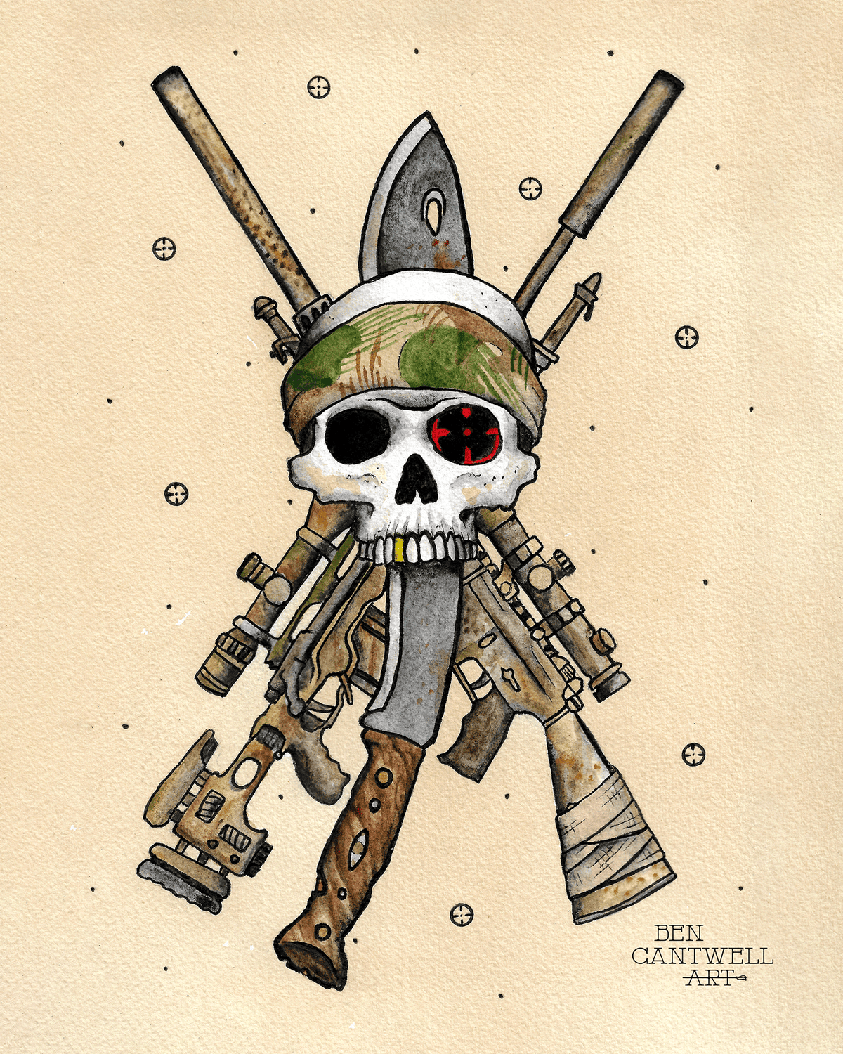 Sniper Rifles, Kukri, and Skull