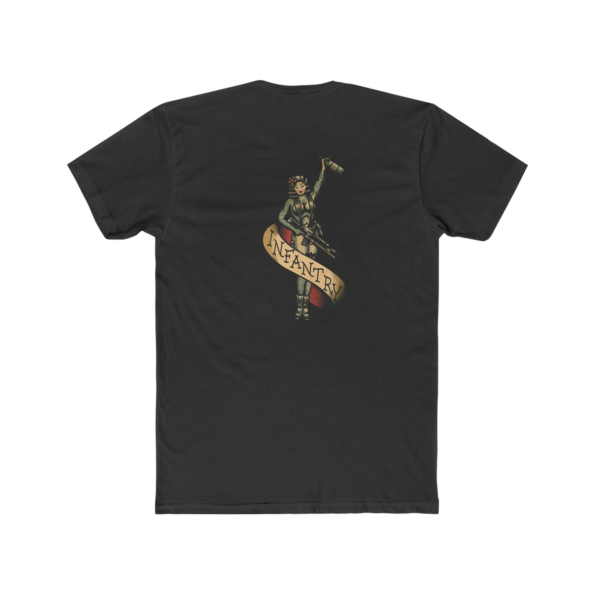 Infantry Pin-Up with M4 M203 and Bottle - Crew Tee