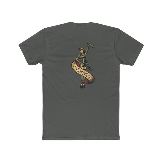 Infantry Pin-Up with M4 M203 and Bottle - Crew Tee