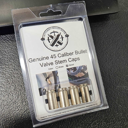 45 Caliber Nickel Bullet Casing Valve Stem Caps