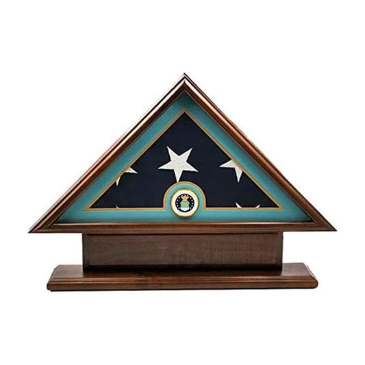 5'x9' Flag Display Case for American Veteran Burial Flag - Solid Wood, Cherry Finish with Name Plate Space, Air Force