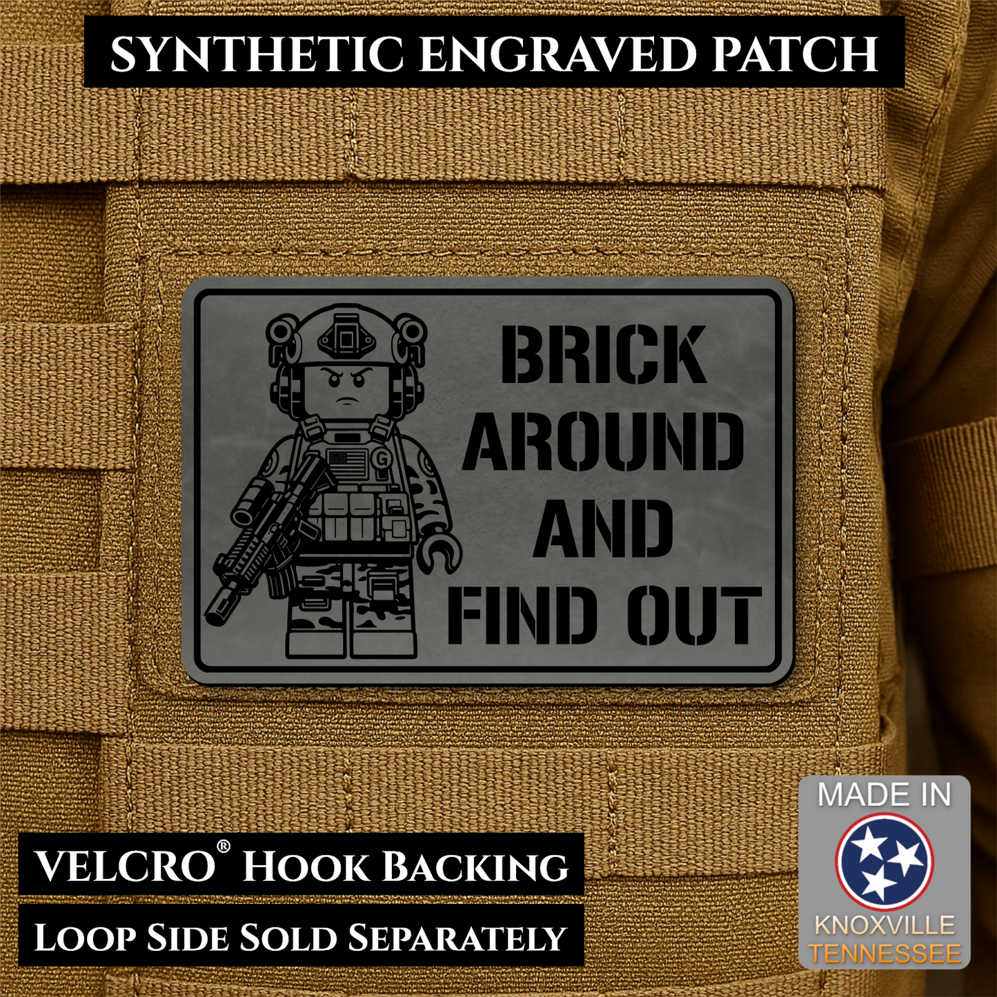 Brick Around & Find Out Funny Morale Patch | Made in USA | VELCRO® Brand Hook Backing
