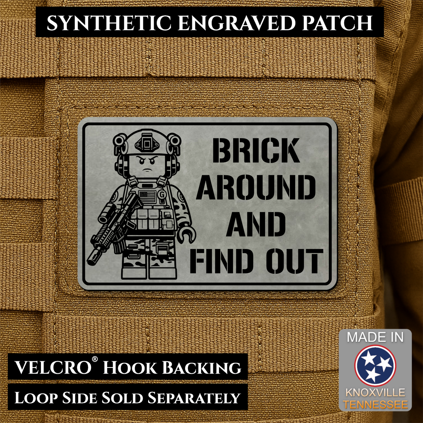 Brick Around & Find Out Funny Morale Patch | Made in USA | VELCRO® Brand Hook Backing