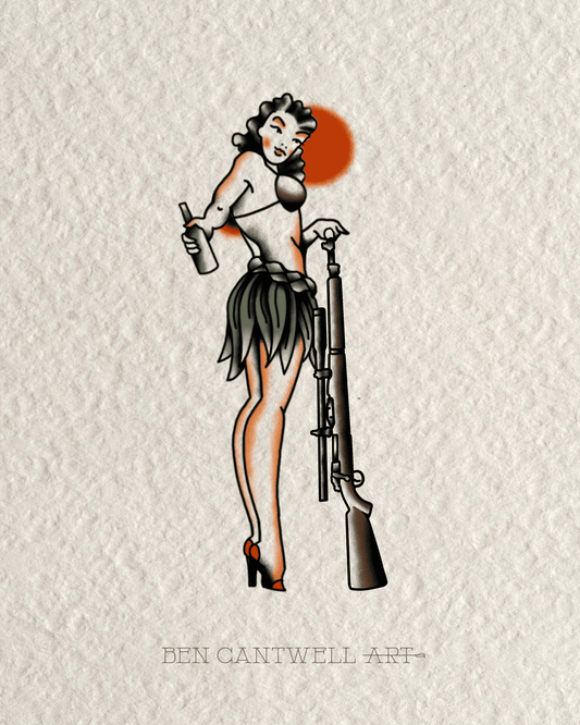 WW2 Pin-Up Girl - Springfield Sniper Rifle