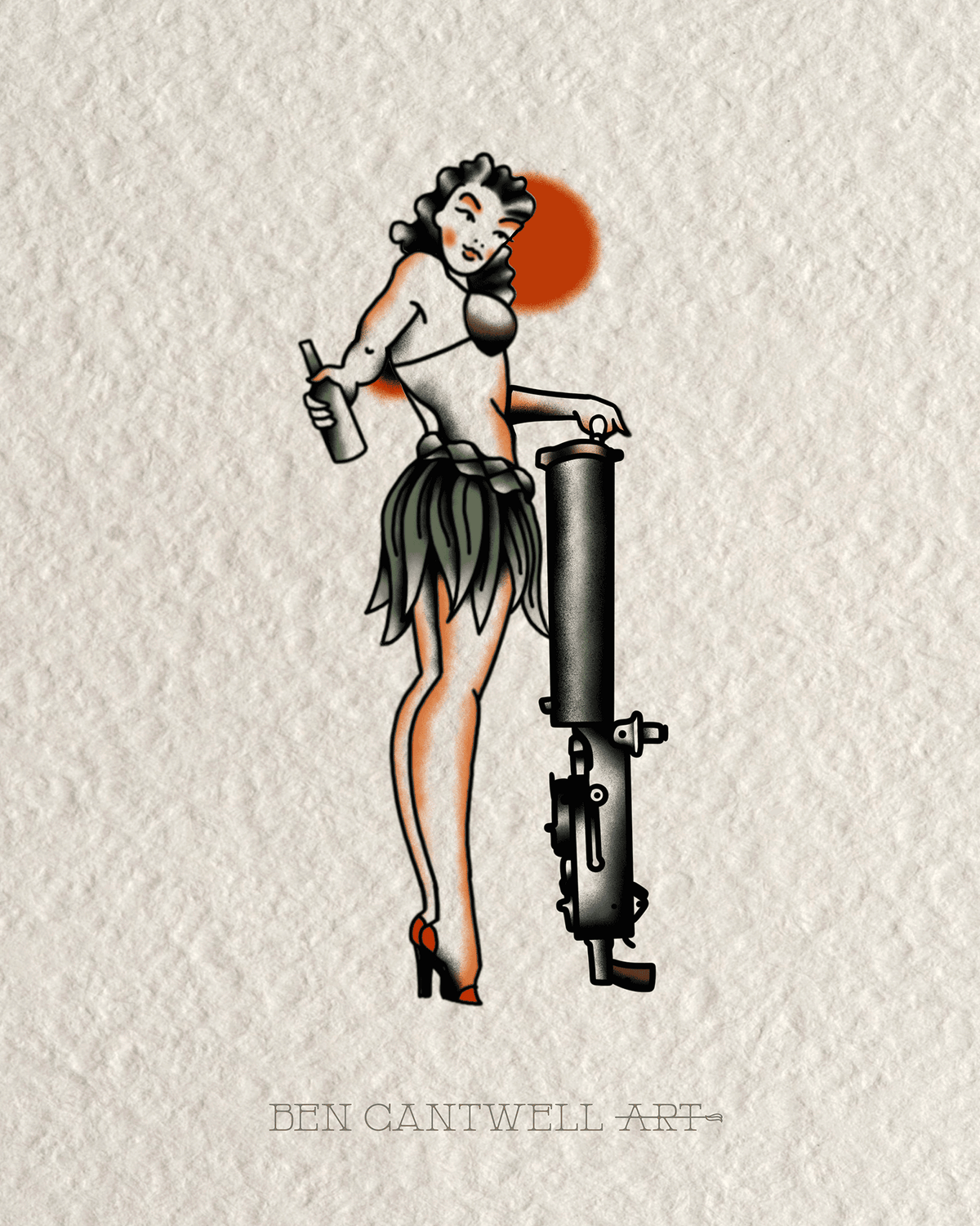 WW2 Pin-Up Girl - 1917 Machine Gun
