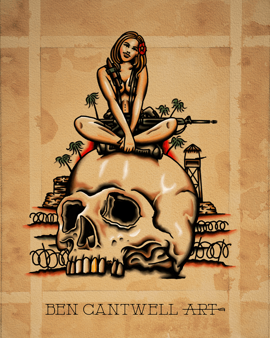 Vietnam Pin up on Skull