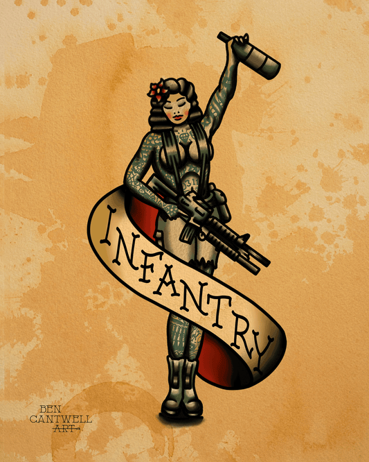 Infantry Pin up with m4 m203 and bottle