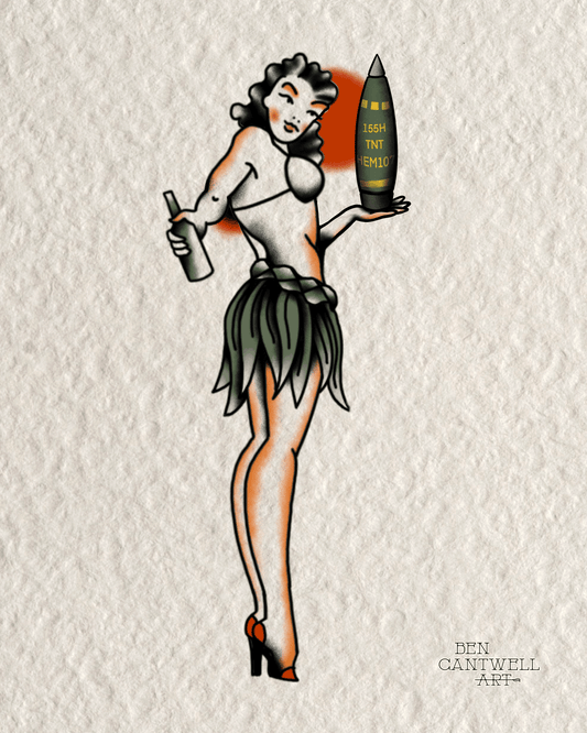 WW2 PIN-UP GIRL- Artillery shell