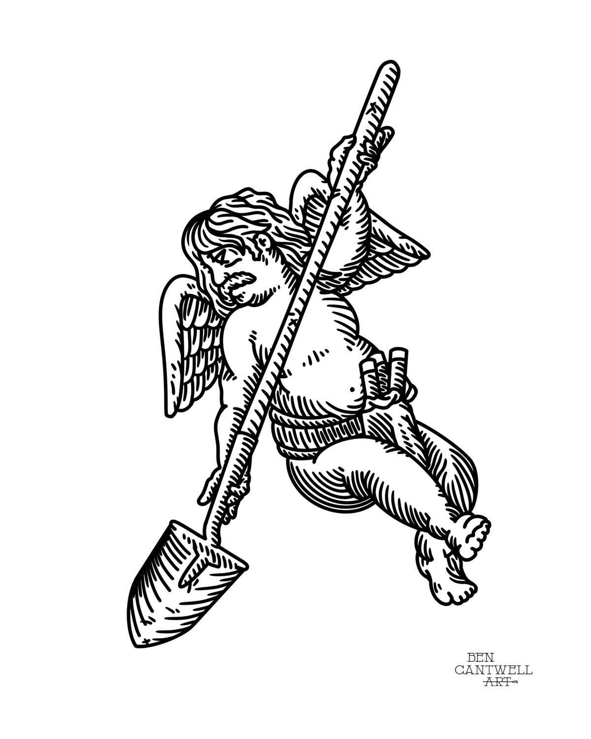 Wildland Firefighter Cherub With Shovel