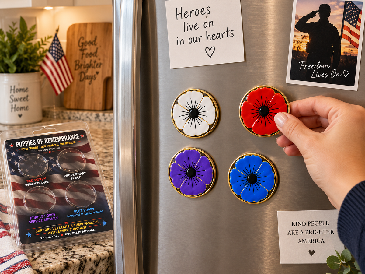 Poppies of Remembrance – 4-Piece Magnet Set
