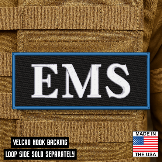 EMS ID Plate Carrier Patch 2.5" x 6" Hook & Loop | Made in USA