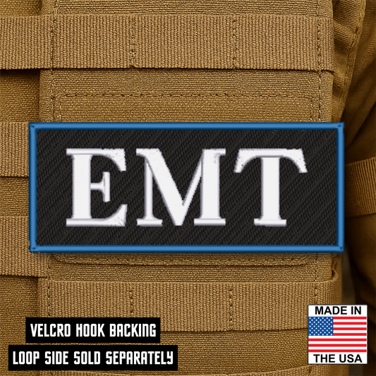 EMT ID Plate Carrier Patch 2.5" x 6" Hook & Loop | Made in USA