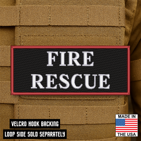 Fire Rescue ID Plate Carrier Patch 2.5" x 6" Hook & Loop | Made in USA