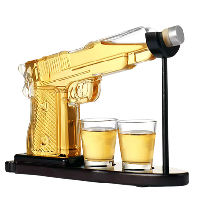 Hittcraft Pistol Decanter Set with Display Stand & Shot Glasses