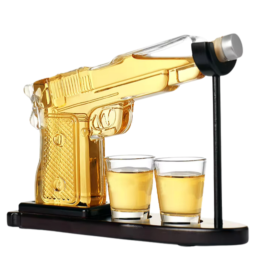 Hittcraft Pistol Decanter Set with Display Stand & Shot Glasses