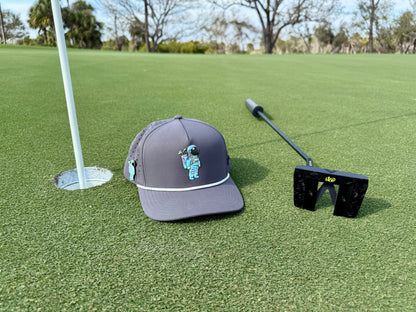 Astronaut Walker Golf Hat | Snapback Cap | Built-in Magnetic Ball Marker Holder + Marker Included | Adjustable Gray