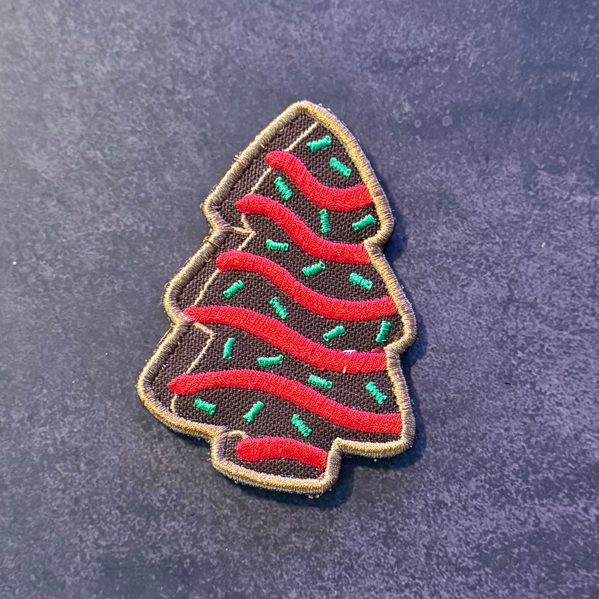 Christmas Tree Cake Funny Morale Patch, 2.5x3.5" | Made in USA | VELCRO® Brand Hook Backing