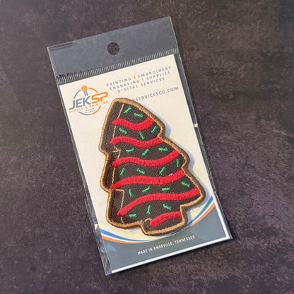 Christmas Tree Cake Funny Morale Patch, 2.5x3.5" | Made in USA | VELCRO® Brand Hook Backing