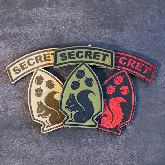 Secret Squirrel Military Division Funny Morale Patch, 2.2x3" | Made in USA | VELCRO® Brand Hook Backing
