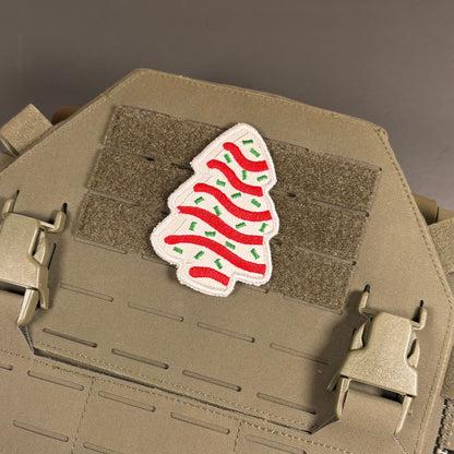 Christmas Tree Cake Funny Morale Patch, 2.5x3.5" | Made in USA | VELCRO® Brand Hook Backing