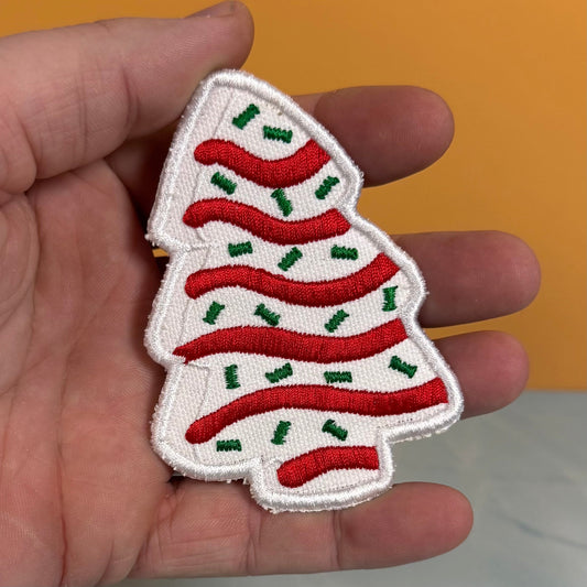 Christmas Tree Cake Funny Morale Patch, 2.5x3.5" | Made in USA | VELCRO® Brand Hook Backing