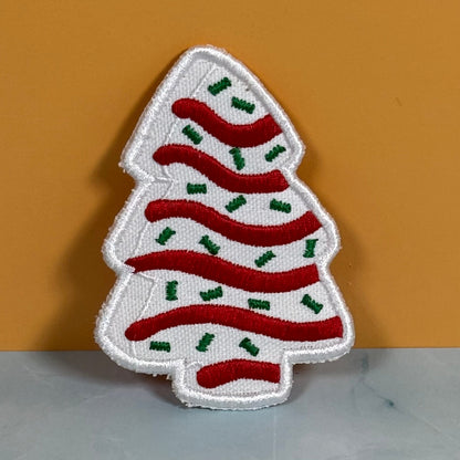 Christmas Tree Cake Funny Morale Patch, 2.5x3.5" | Made in USA | VELCRO® Brand Hook Backing