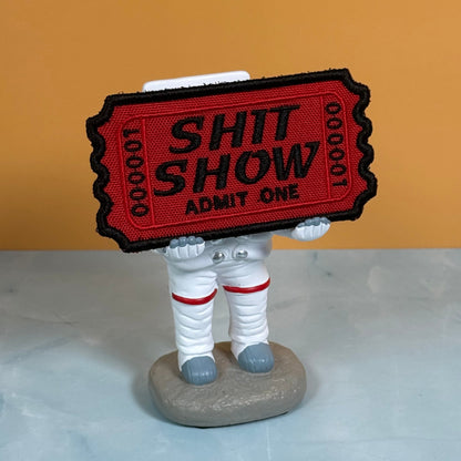 Shit Show Ticket Funny Morale Patch, 2.3x4" | Made in USA | VELCRO® Brand Hook Backing
