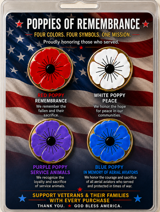 Poppies of Remembrance – 4-Piece Magnet Set