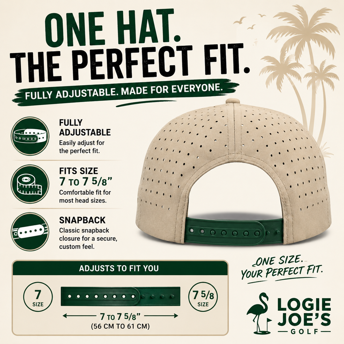 Crab Trap Golf Hat | Snapback Cap | Built-in Magnetic Ball Marker Holder + Marker Included | Adjustable | One Size