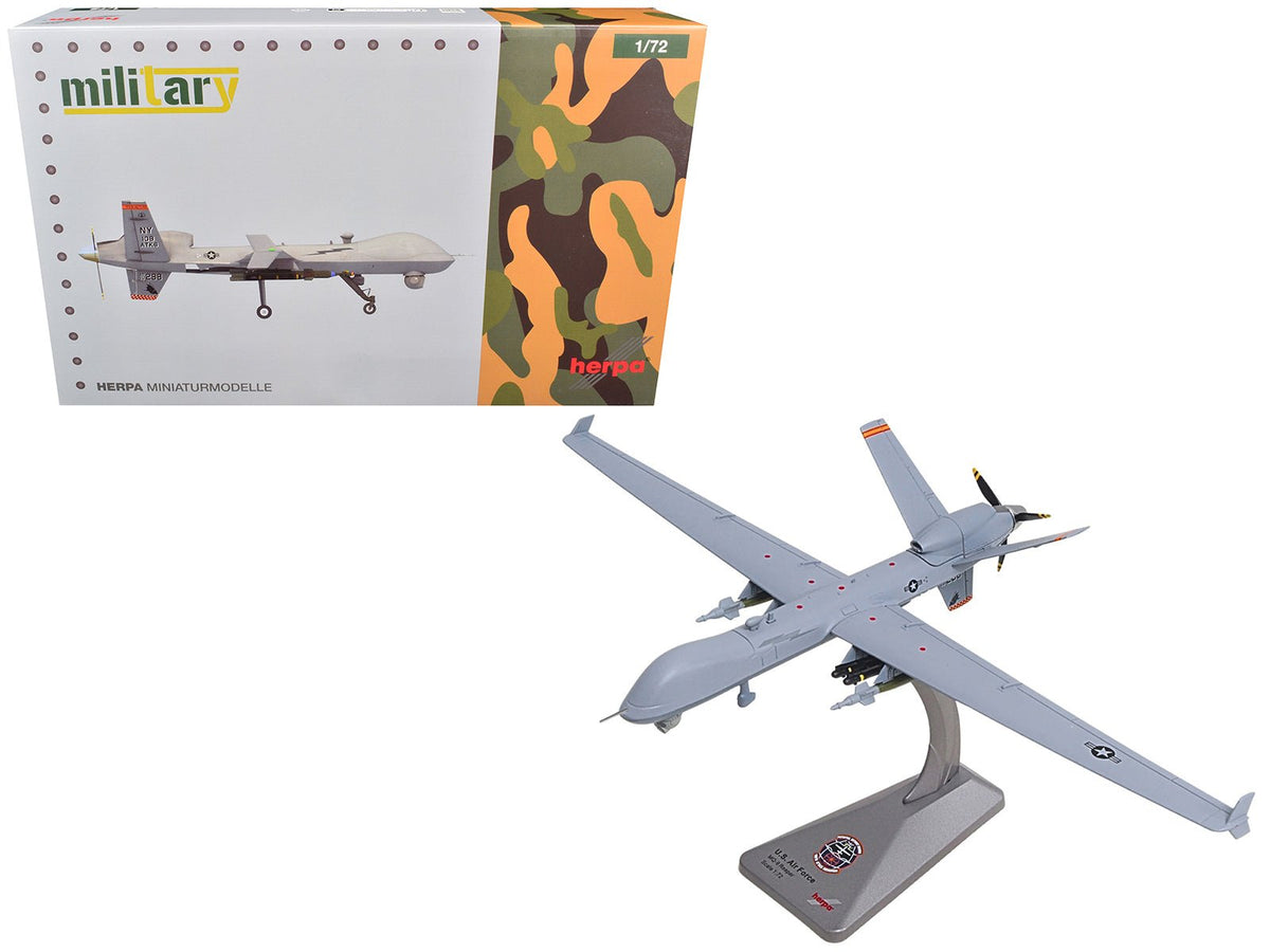 General Atomics MQ-9A Reaper Block 5 UAV "New York Air National Guard 108th Attack Squadron Hancock Field Air National Guard Base" United States Air Force "Military" Series 1/72 Diecast Model by Herpa  free shipping USA
