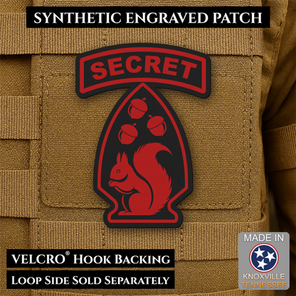 Secret Squirrel Military Division Funny Morale Patch, 2.2x3" | Made in USA | VELCRO® Brand Hook Backing