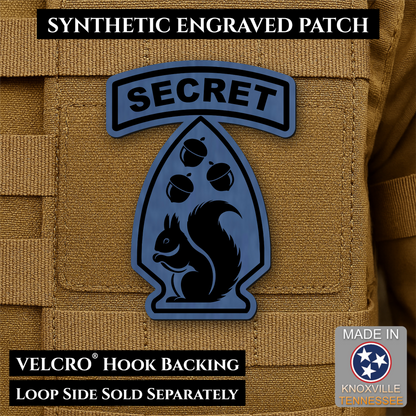 Secret Squirrel Military Division Funny Morale Patch, 2.2x3" | Made in USA | VELCRO® Brand Hook Backing